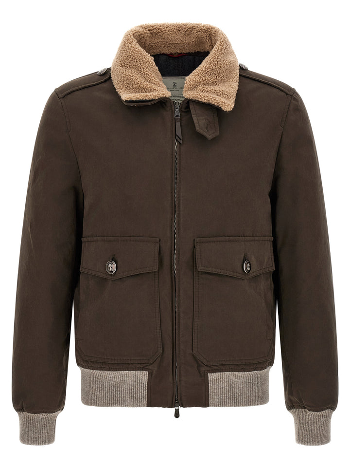 Brunello Cucinelli Brown Cotton Bomber