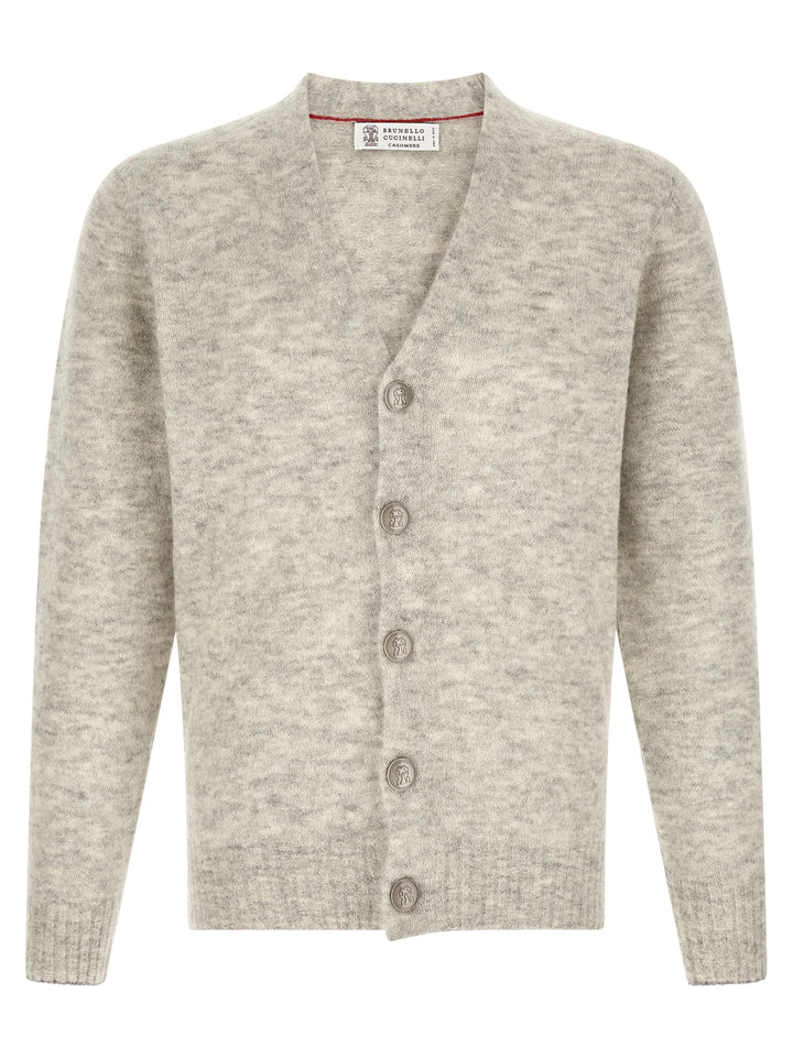 Brunello Cucinelli Gray Alpaca Leather Cardigan