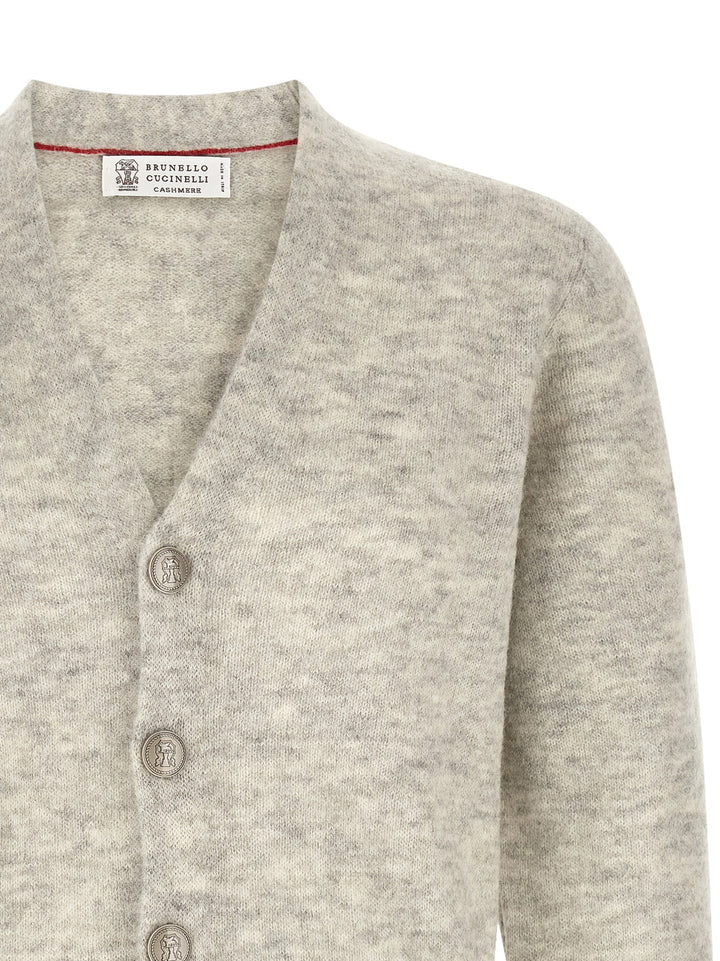 Brunello Cucinelli Gray Alpaca Leather Cardigan