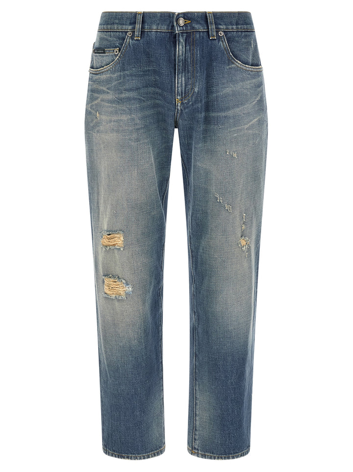 Dolce &amp; Gabbana Blue Cotton Relaxed Fit Jeans