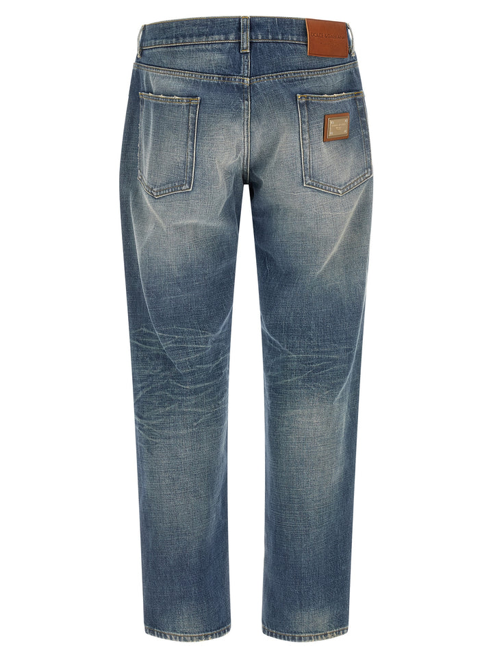 Dolce &amp; Gabbana Blue Cotton Relaxed Fit Jeans