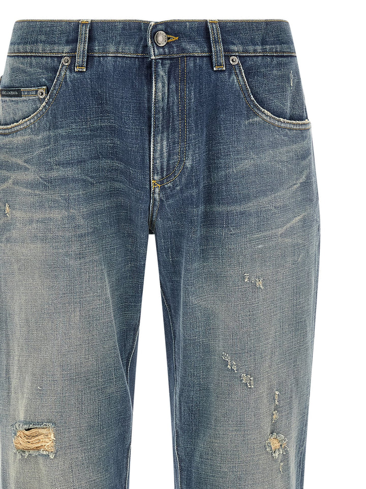 Dolce &amp; Gabbana Blue Cotton Relaxed Fit Jeans