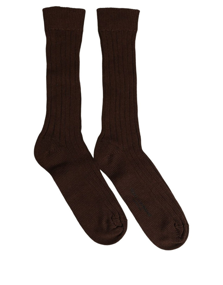 Dolce &amp; Gabbana Dark Brown Nylon Ribbed Over The Calf Socks