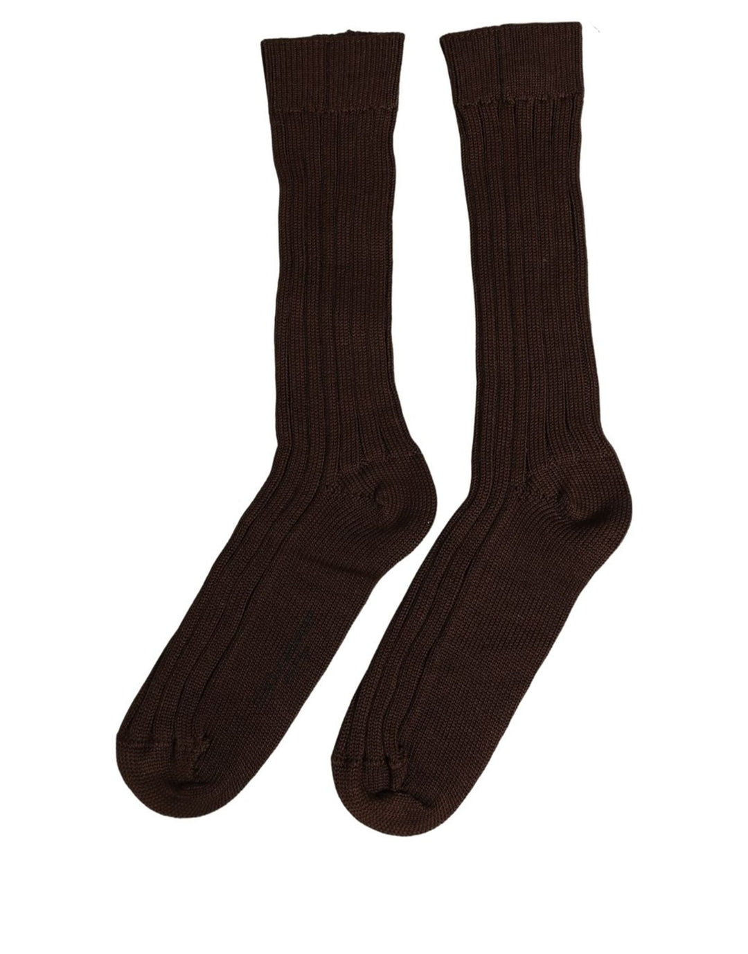 Dolce &amp; Gabbana Dark Brown Nylon Ribbed Over The Calf Socks