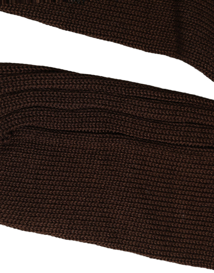 Dolce &amp; Gabbana Dark Brown Nylon Ribbed Over The Calf Socks
