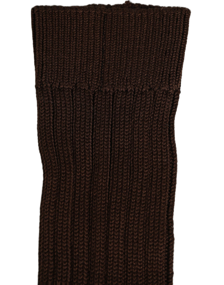 Dolce &amp; Gabbana Dark Brown Nylon Ribbed Over The Calf Socks