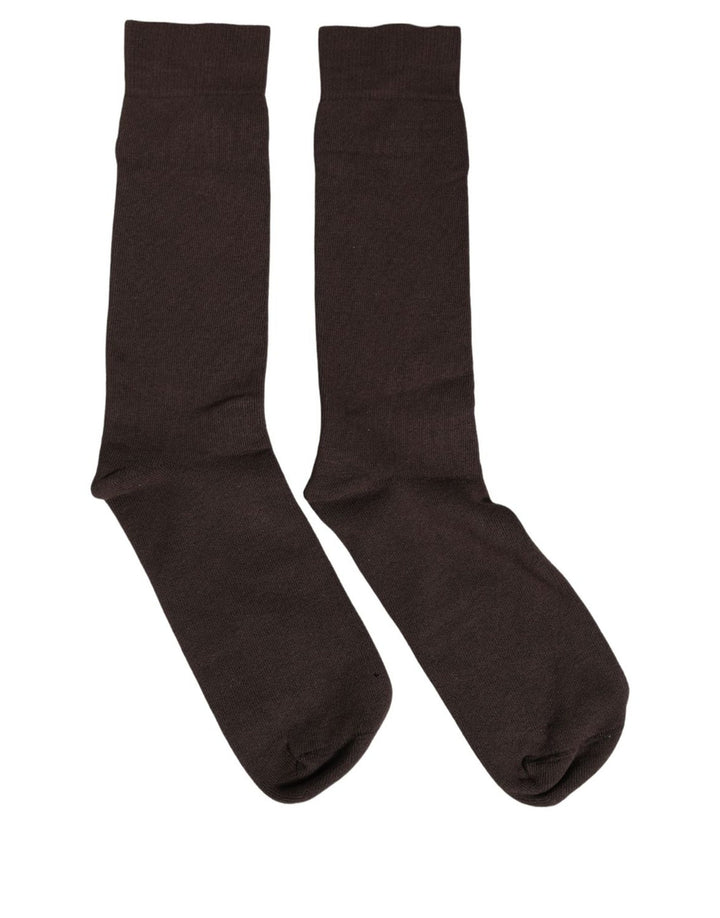 Dolce &amp; Gabbana Dark Brown Cotton Over The Calf Accessory Socks
