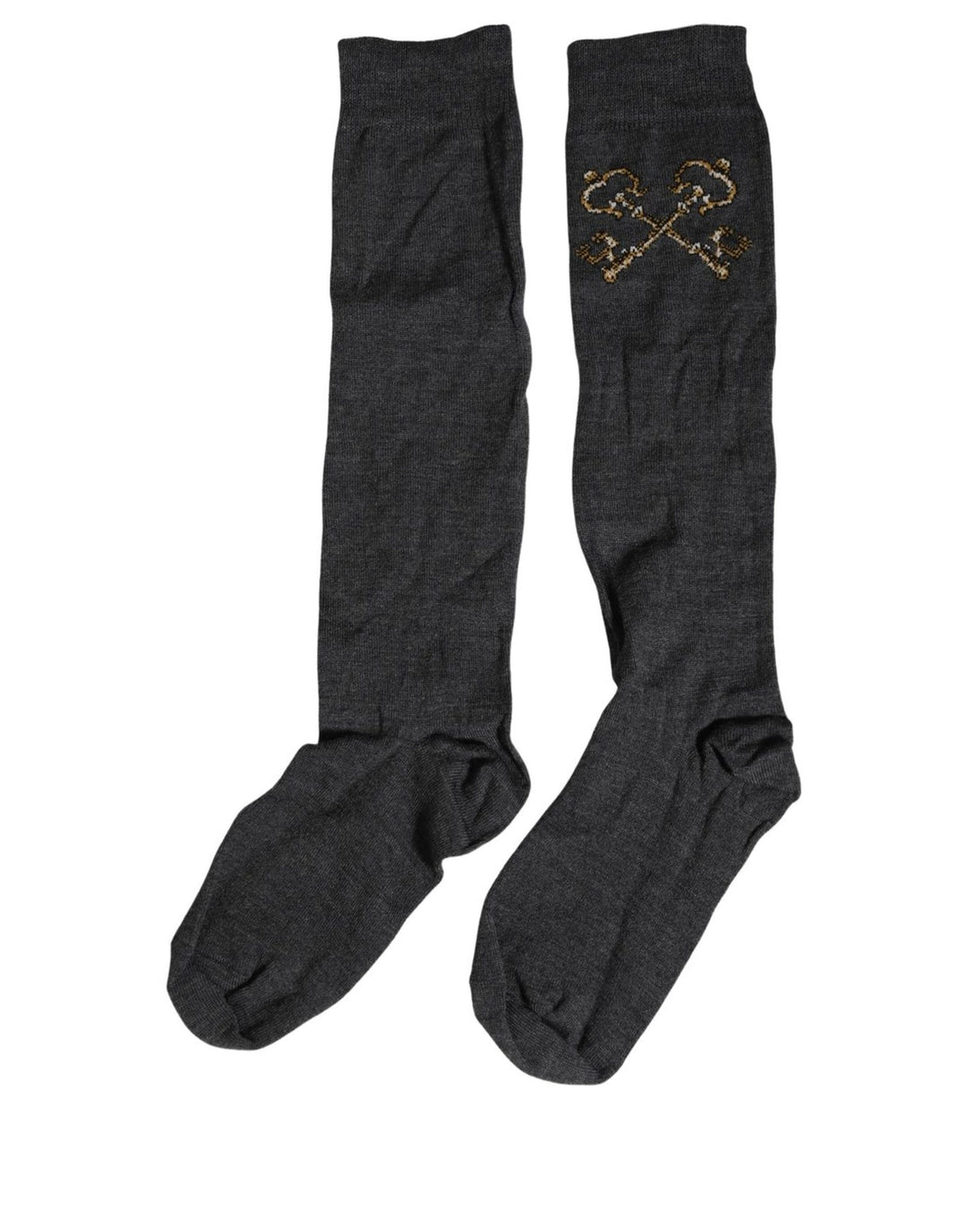 Dolce &amp; Gabbana Dark Gray Wool Over The Calf Knee High Accessory Socks