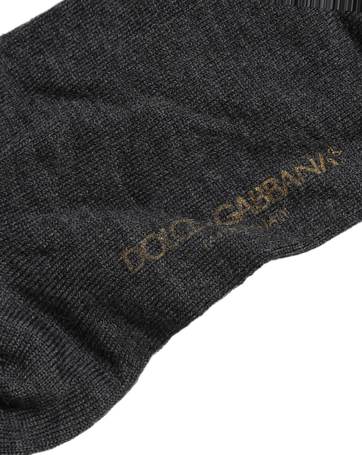 Dolce &amp; Gabbana Dark Gray Wool Over The Calf Knee High Accessory Socks