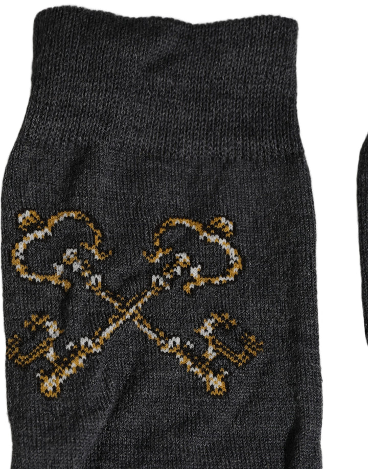 Dolce &amp; Gabbana Dark Gray Wool Over The Calf Knee High Accessory Socks