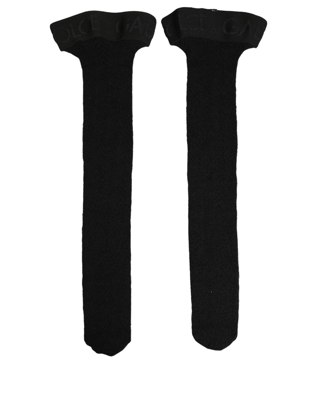 Dolce &amp; Gabbana Black Wool Logo Calf Long Women Accessory Socks