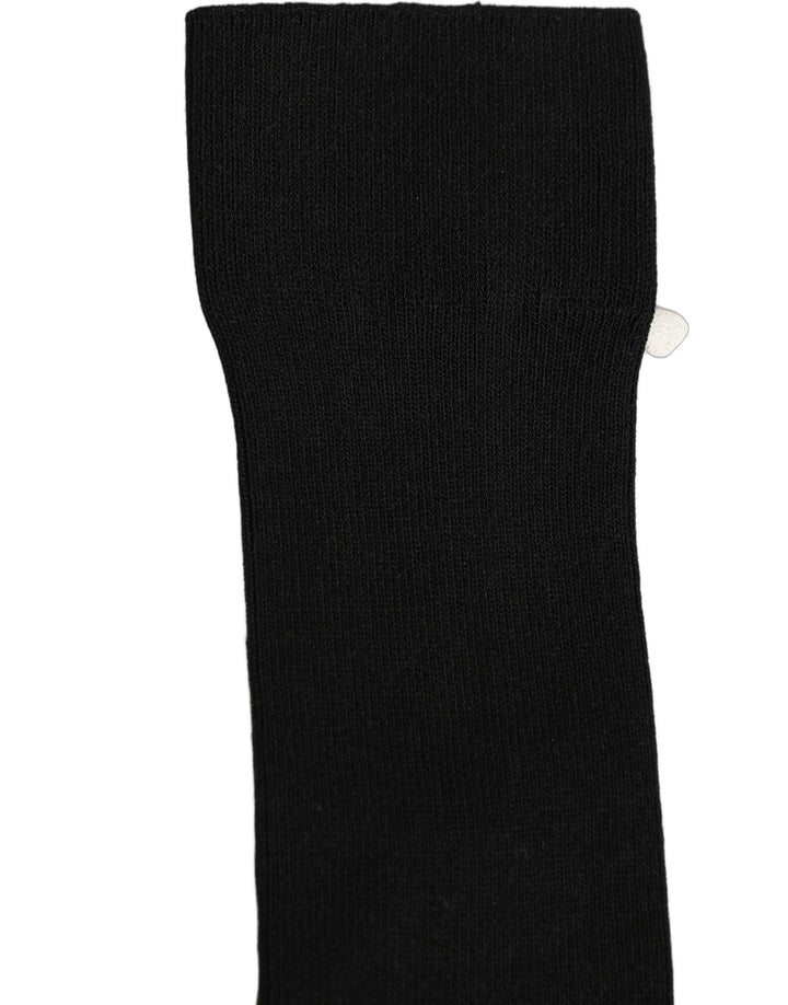 Dolce &amp; Gabbana Black Cotton Ribbed Logo Over The Calf Women Socks