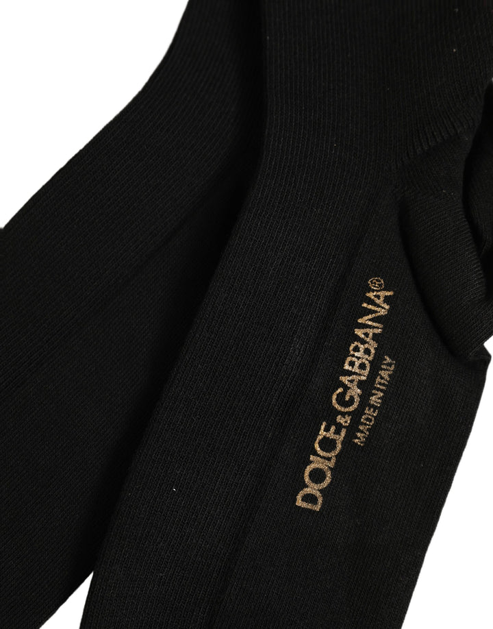 Dolce &amp; Gabbana Black Viscose Logo Over The Calf Accessory Socks