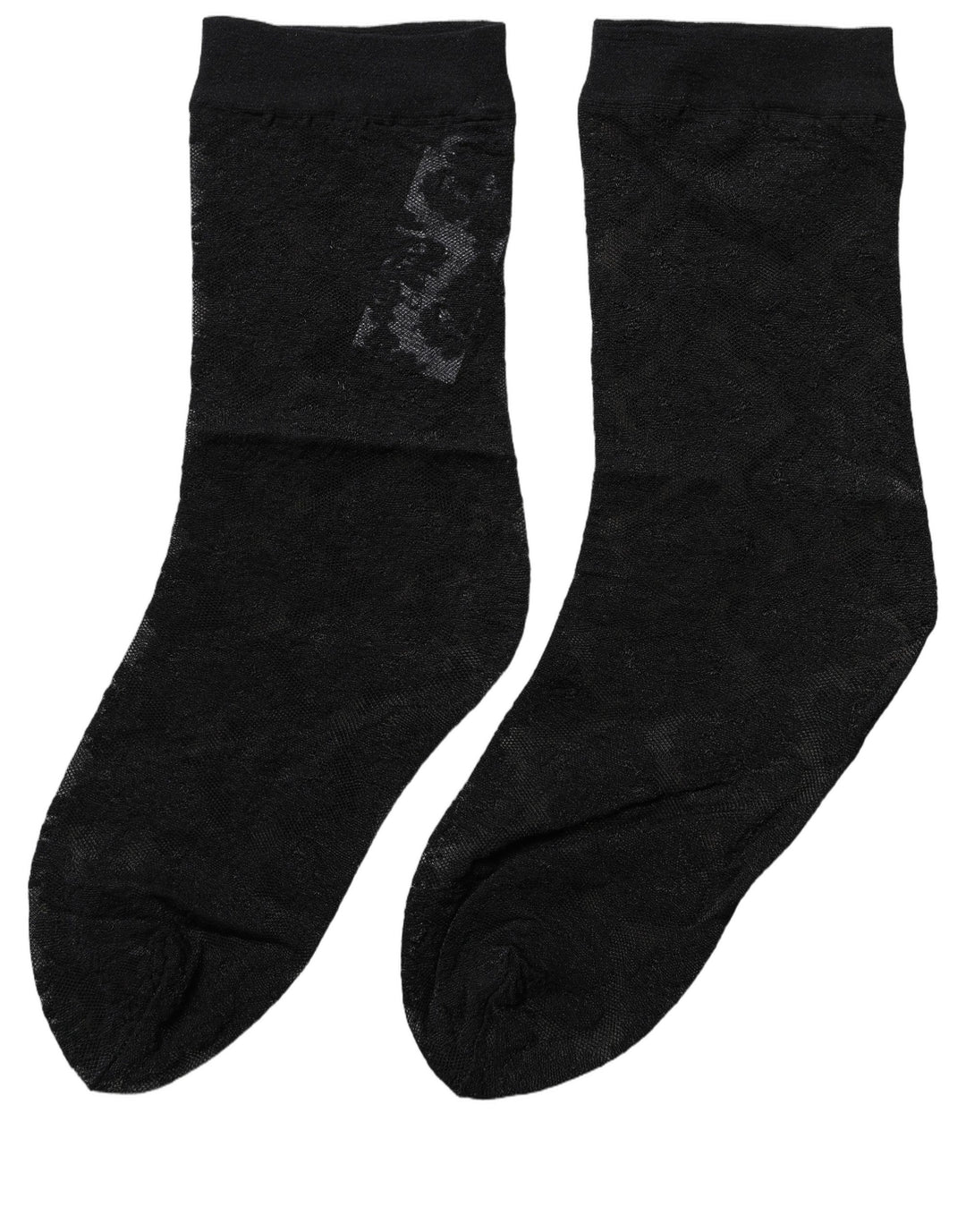 Dolce &amp; Gabbana Black Floral Nylon Stretch Mid Calf Socks
