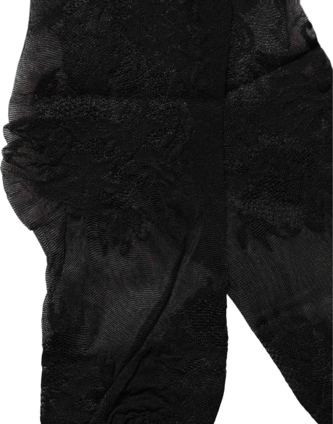 Dolce &amp; Gabbana Black Floral Nylon Stretch Over The Calf Socks