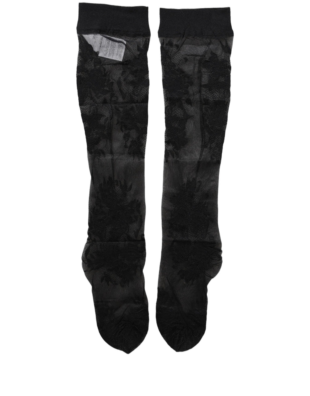 Dolce &amp; Gabbana Black Floral Nylon Stretch Over The Calf Socks