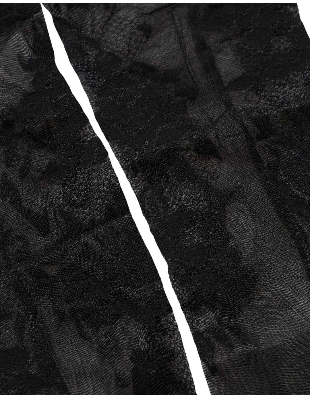 Dolce &amp; Gabbana Black Floral Nylon Stretch Over The Calf Socks