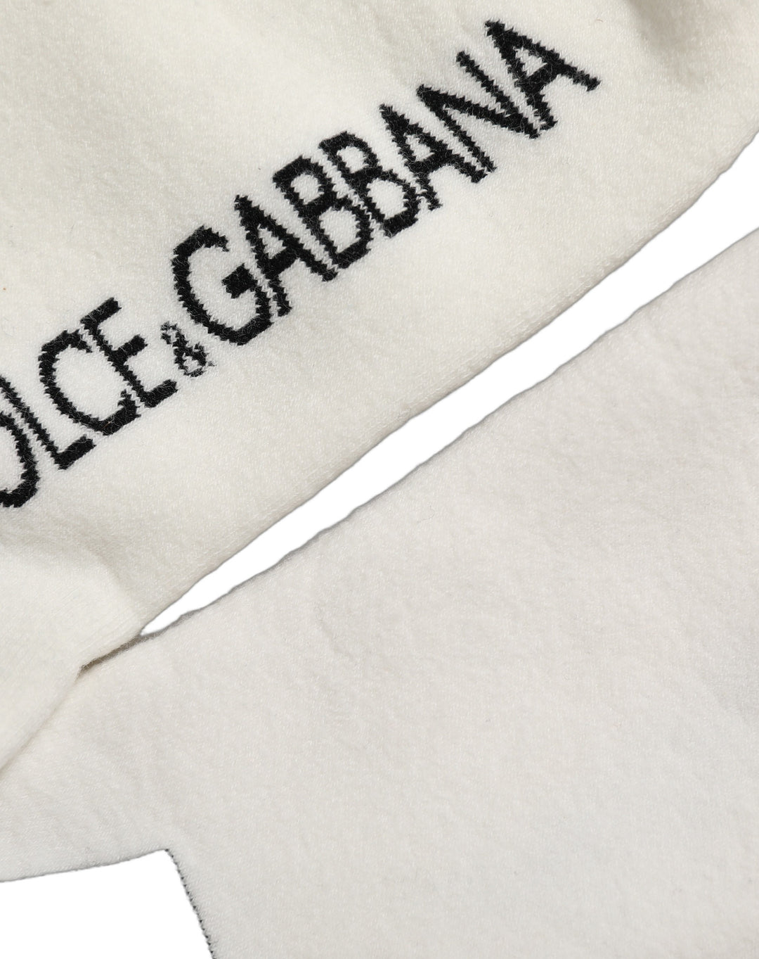 Dolce &amp; Gabbana White Black Cotton Stretch Knee High Socks