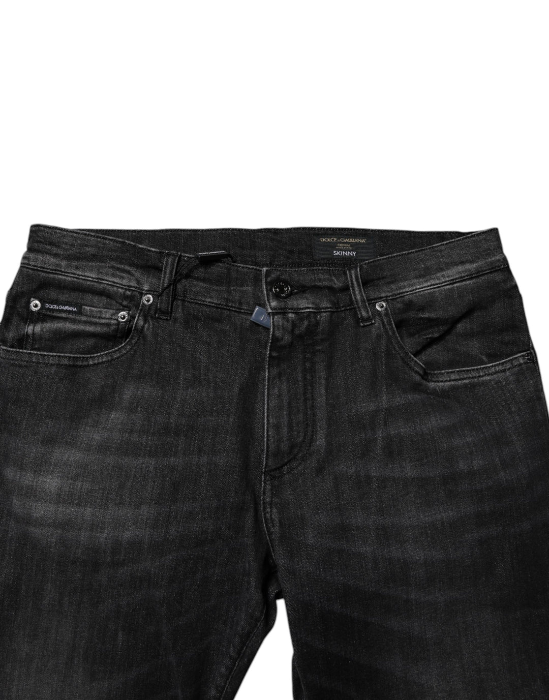 Dolce &amp; Gabbana Dark Gray Washed Cotton Skinny Men Denim Jeans