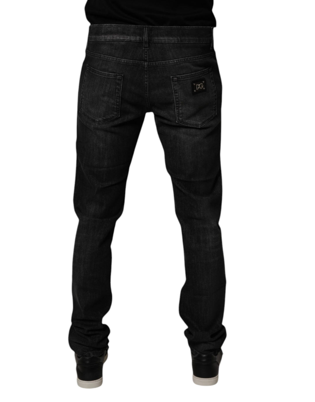 Dolce &amp; Gabbana Dark Gray Washed Cotton Skinny Men Denim Jeans