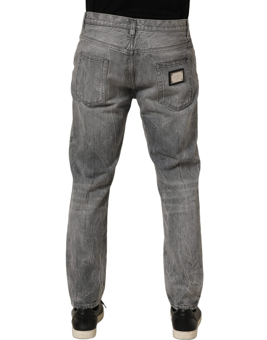 Dolce &amp; Gabbana Grey Distressed Straight Leg Men Denim Jeans