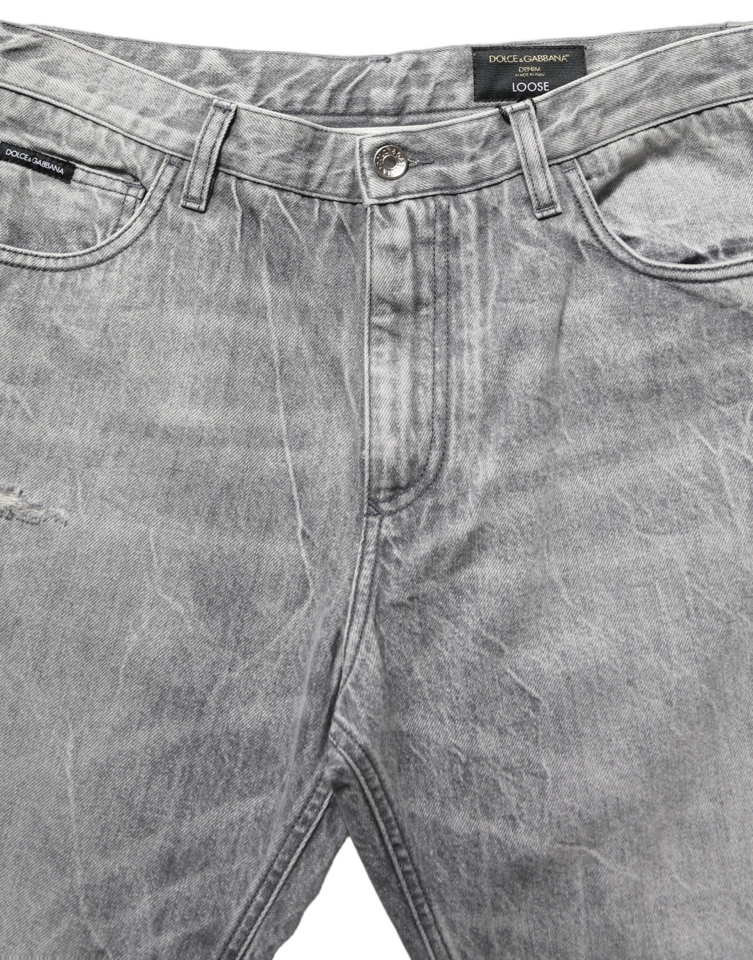 Dolce &amp; Gabbana Grey Distressed Straight Leg Men Denim Jeans