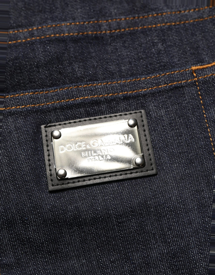 Dolce &amp; Gabbana Dark Gray Cotton Slim Fit Men Denim Jeans