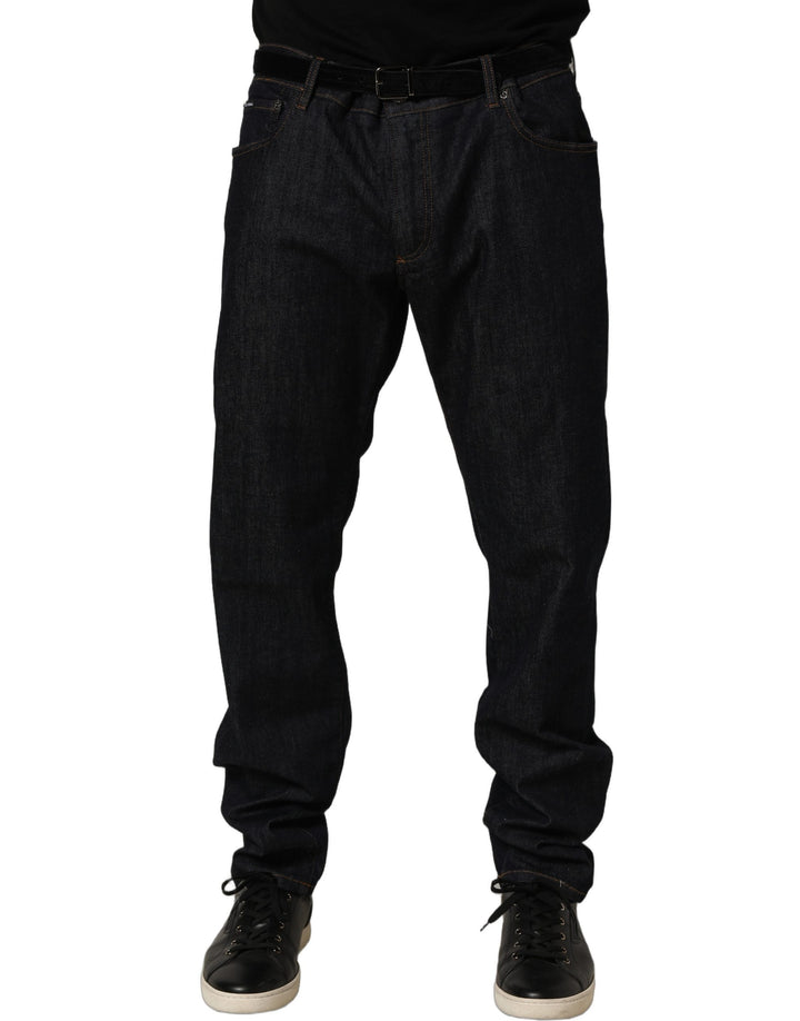 Dolce &amp; Gabbana Dark Gray Cotton Slim Fit Men Denim Jeans