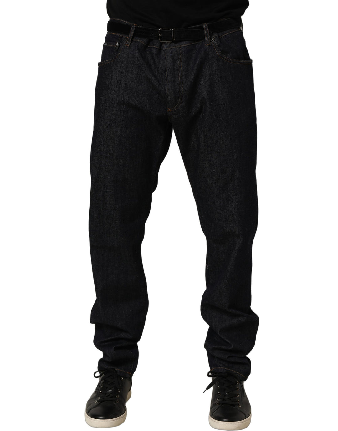 Dolce &amp; Gabbana Dark Gray Cotton Slim Fit Men Denim Jeans