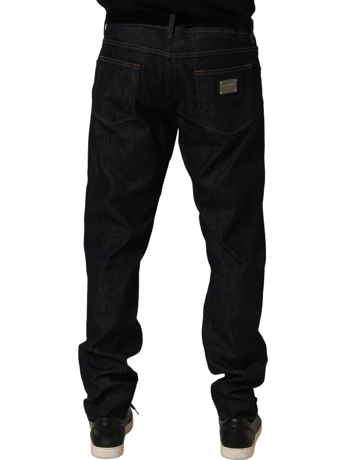 Dolce &amp; Gabbana Dark Gray Cotton Slim Fit Men Denim Jeans