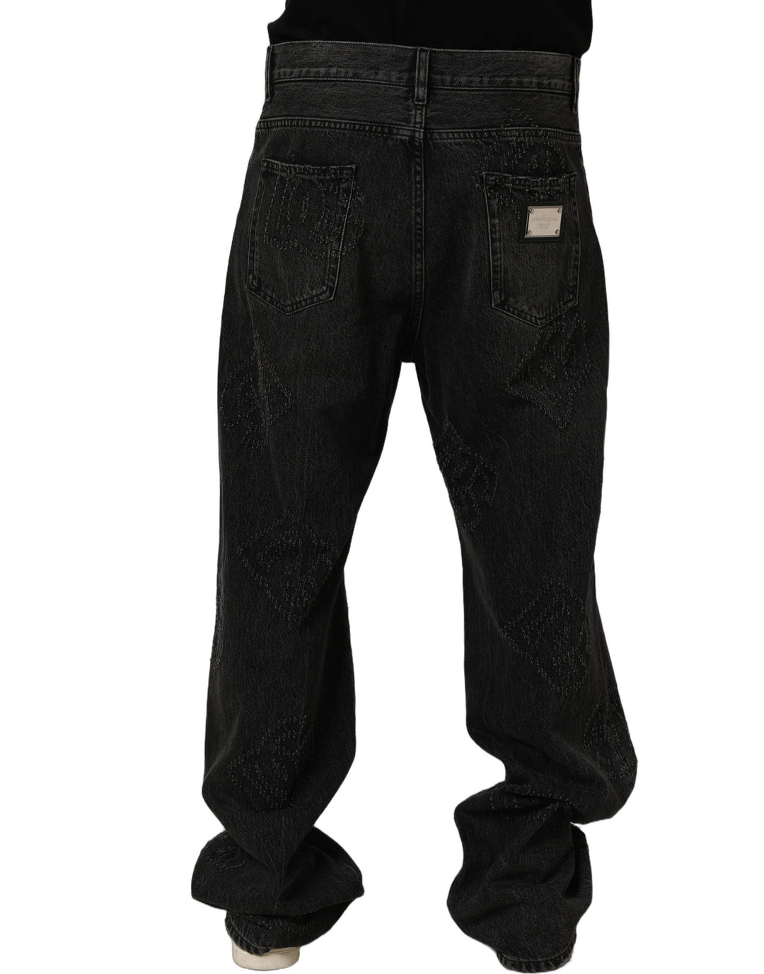 Dolce &amp; Gabbana Dark Gray Cotton WideLeg Oversize Denim Jeans