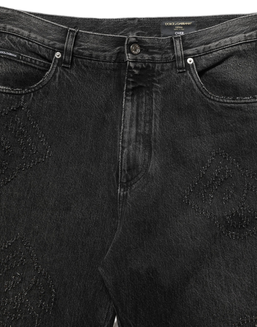 Dolce &amp; Gabbana Dark Gray Cotton WideLeg Oversize Denim Jeans