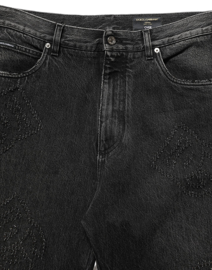 Dolce &amp; Gabbana Dark Gray Cotton WideLeg Oversize Denim Jeans