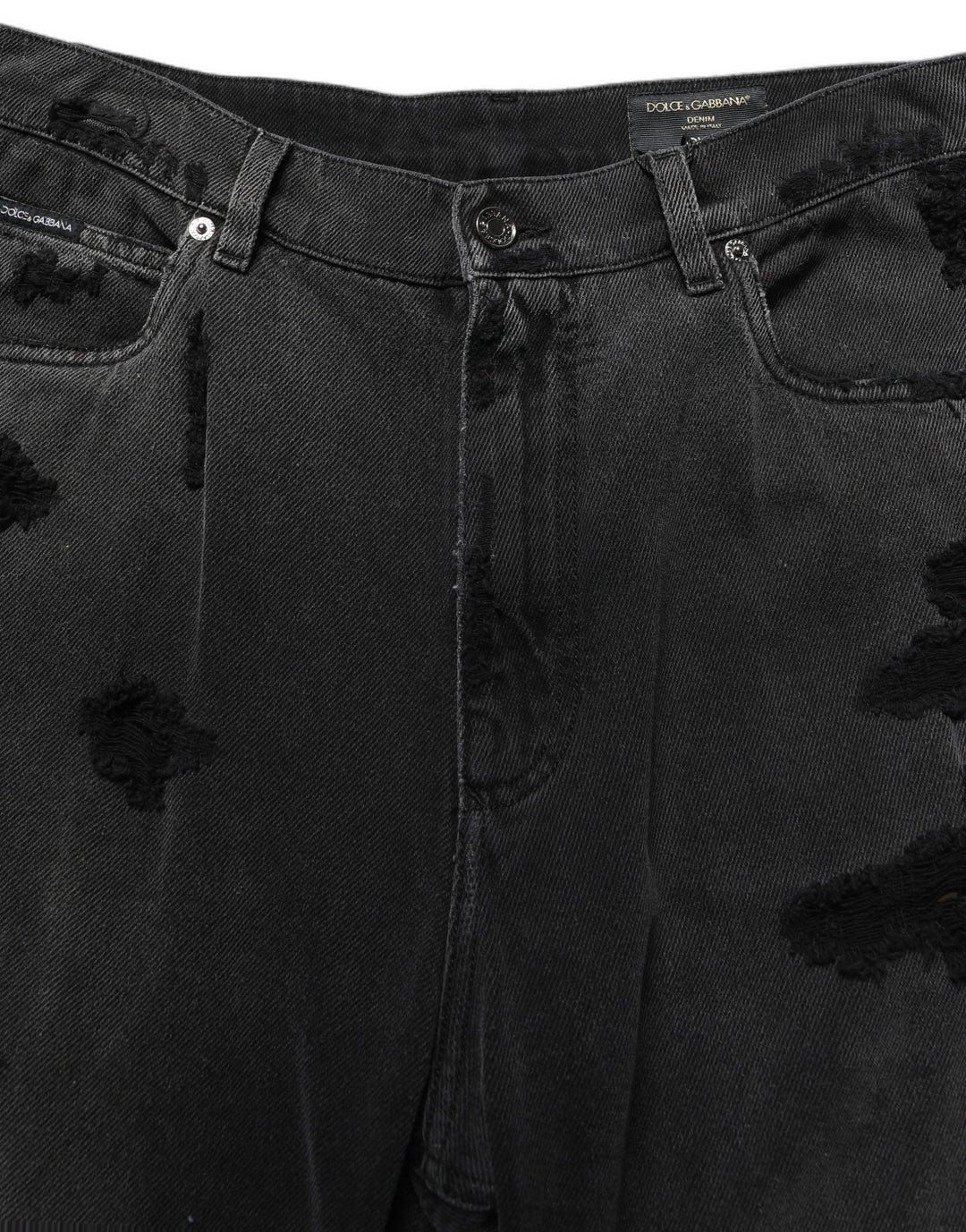 Dolce &amp; Gabbana Dark Gray Distressed Oversize Men Denim Jeans