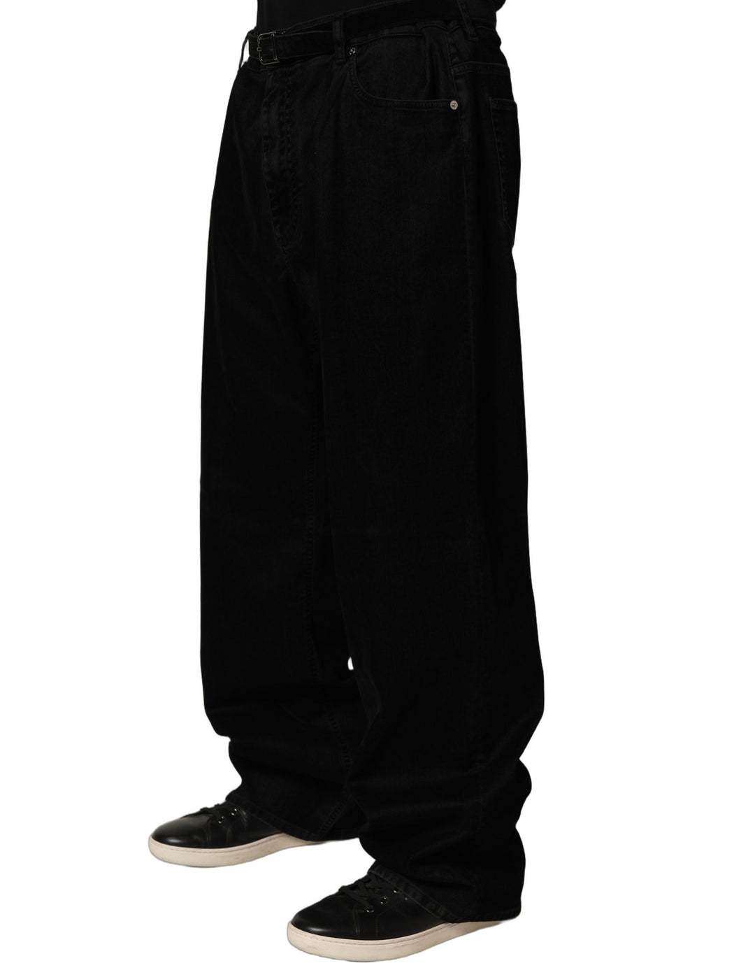 Dolce &amp; Gabbana Black Cotton Relaxed Wide Leg Men Denim Jeans