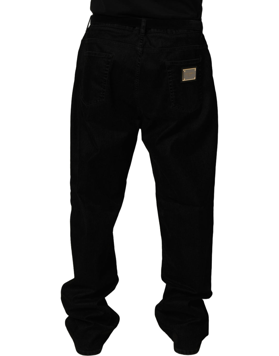 Dolce &amp; Gabbana Black Cotton Relaxed Wide Leg Men Denim Jeans