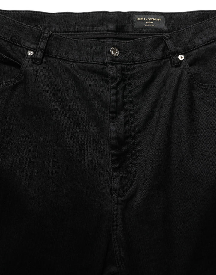 Dolce &amp; Gabbana Black Cotton Relaxed Wide Leg Men Denim Jeans
