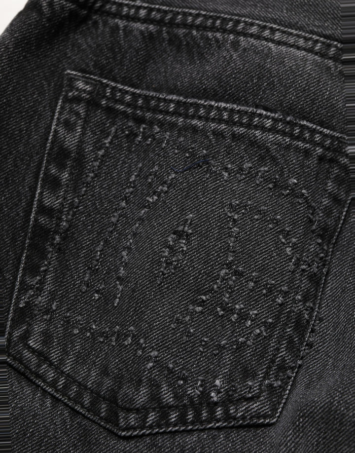 Dolce &amp; Gabbana Dark Gray Cotton WideLeg Oversize Denim Jeans