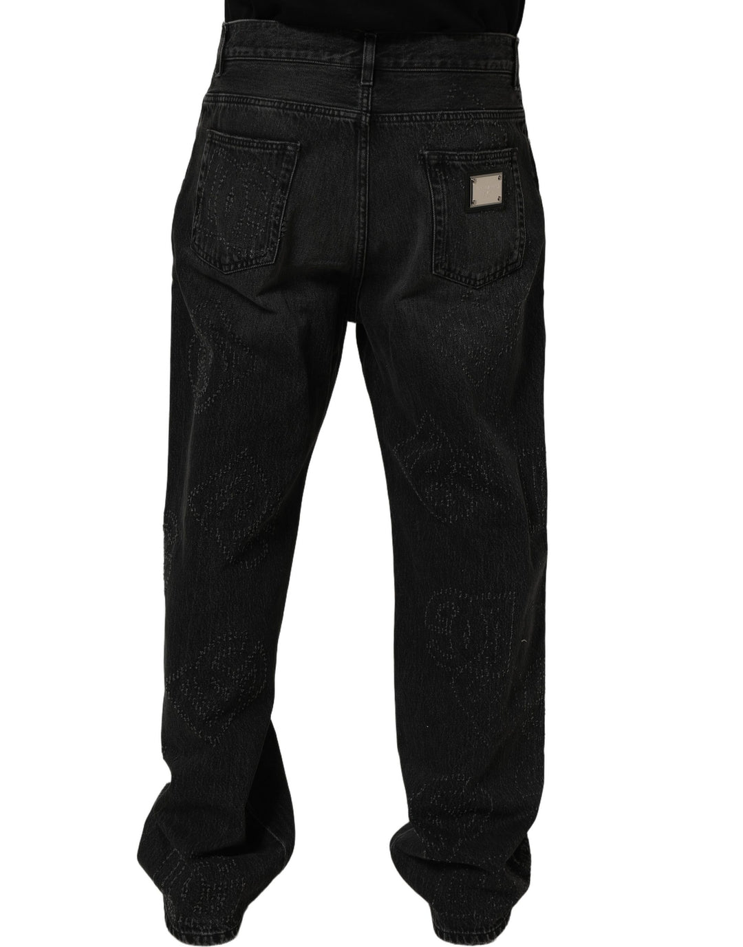 Dolce &amp; Gabbana Dark Gray Cotton WideLeg Oversize Denim Jeans