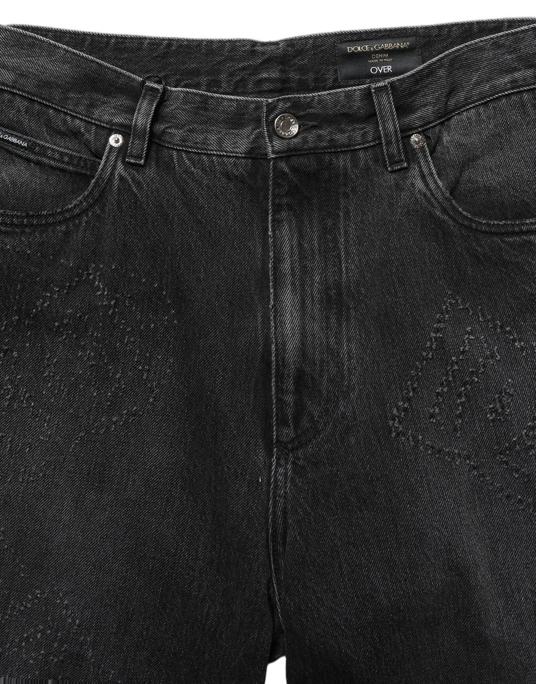 Dolce &amp; Gabbana Dark Gray Cotton WideLeg Oversize Denim Jeans