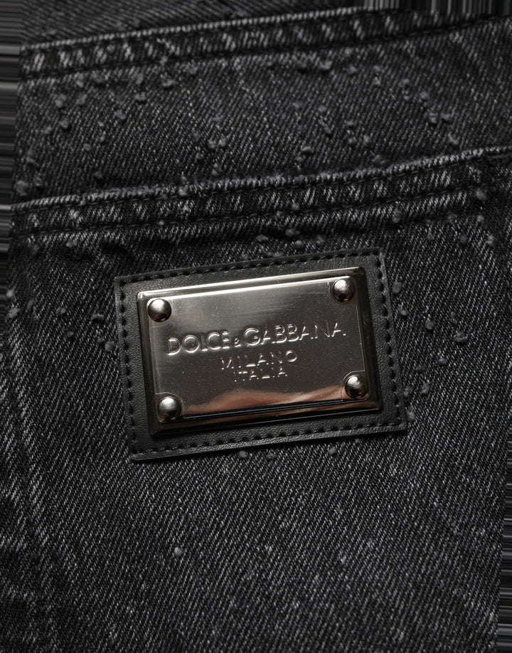 Dolce &amp; Gabbana Dark Gray Cotton WideLeg Oversize Denim Jeans