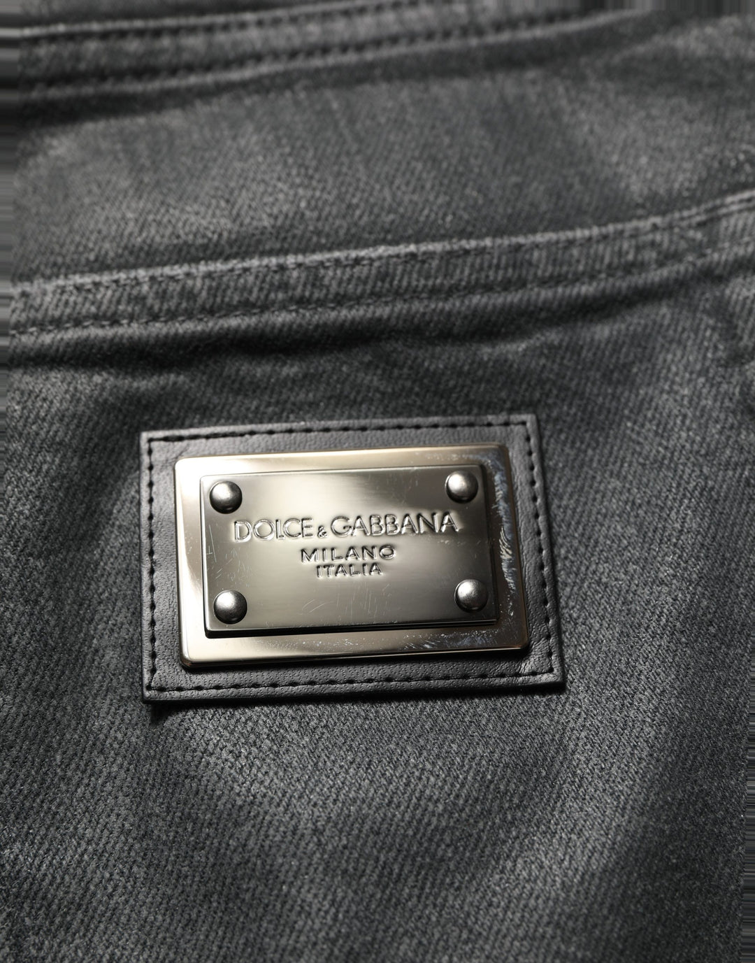 Dolce &amp; Gabbana Dark Gray Cotton Loose Fit Men Denim Jeans