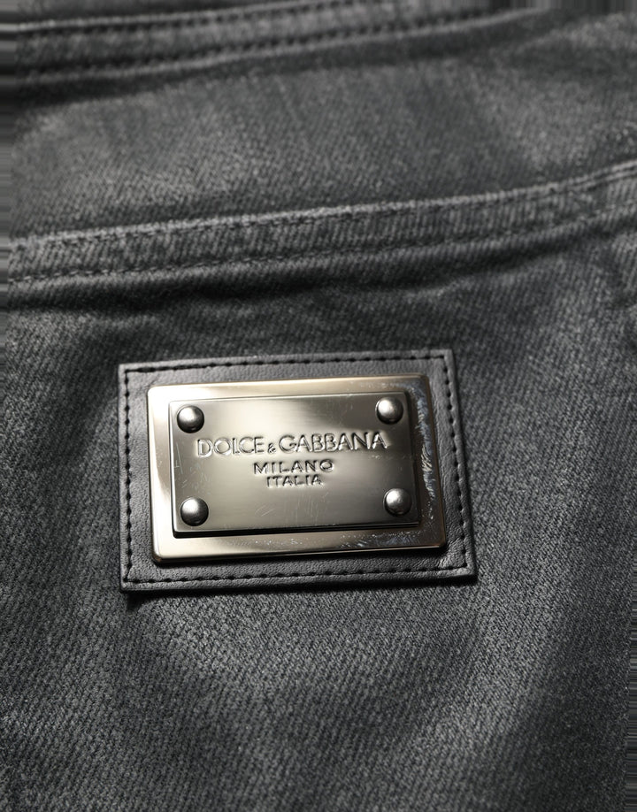 Dolce &amp; Gabbana Dark Gray Cotton Loose Fit Men Denim Jeans