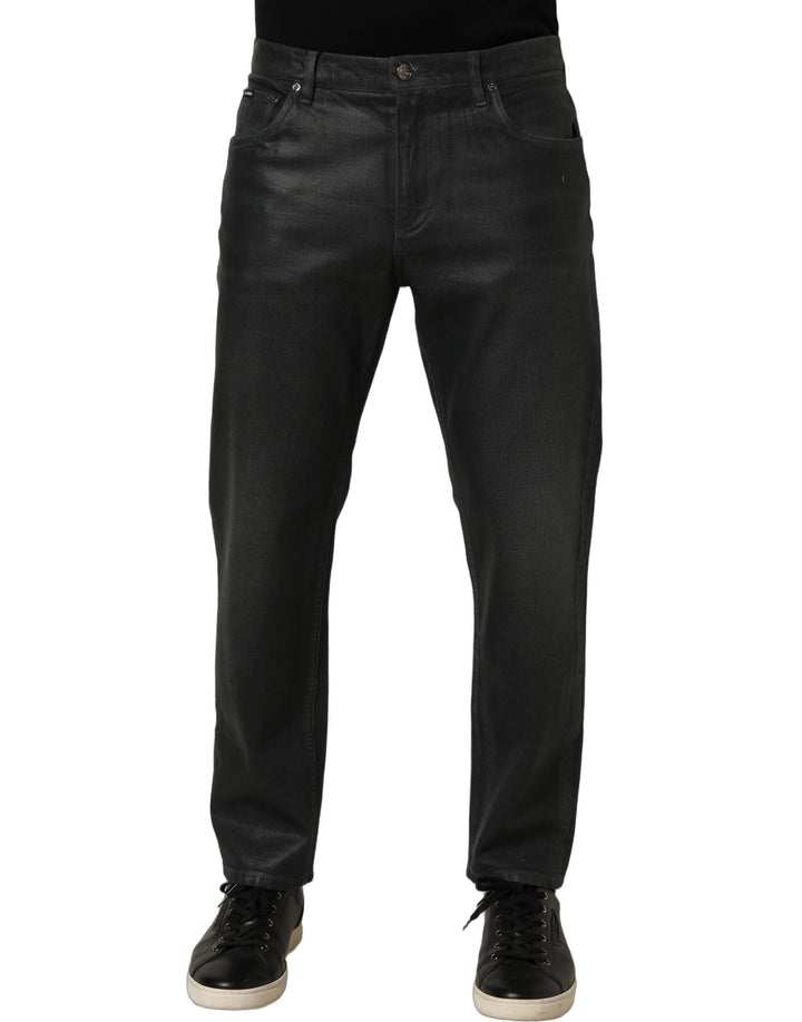 Dolce &amp; Gabbana Dark Gray Cotton Loose Fit Men Denim Jeans