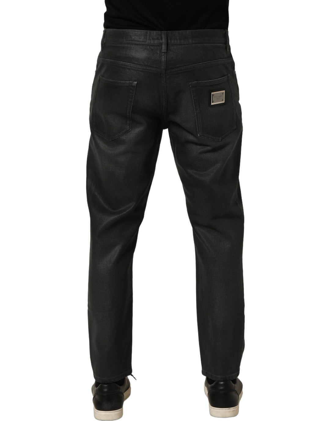 Dolce &amp; Gabbana Dark Gray Cotton Loose Fit Men Denim Jeans