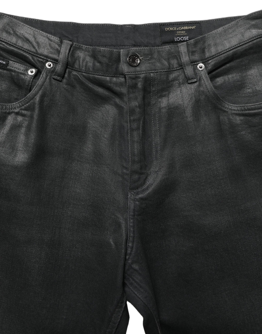 Dolce &amp; Gabbana Dark Gray Cotton Loose Fit Men Denim Jeans