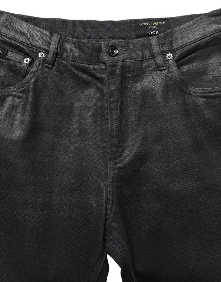 Dolce &amp; Gabbana Dark Gray Cotton Loose Fit Men Denim Jeans