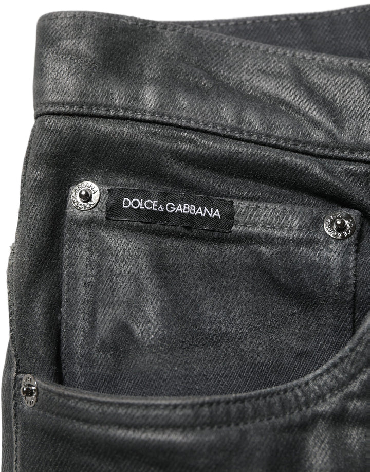 Dolce &amp; Gabbana Dark Gray Cotton Loose Fit Men Denim Jeans