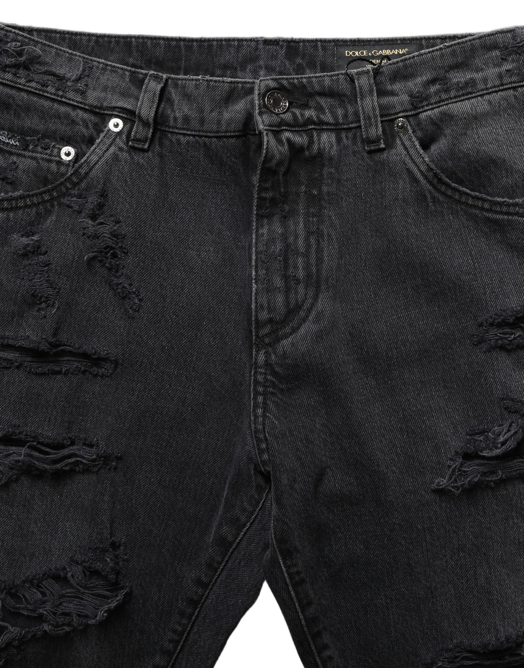 Dolce &amp; Gabbana Dark Gray Cotton Ripped Men Denim Jeans