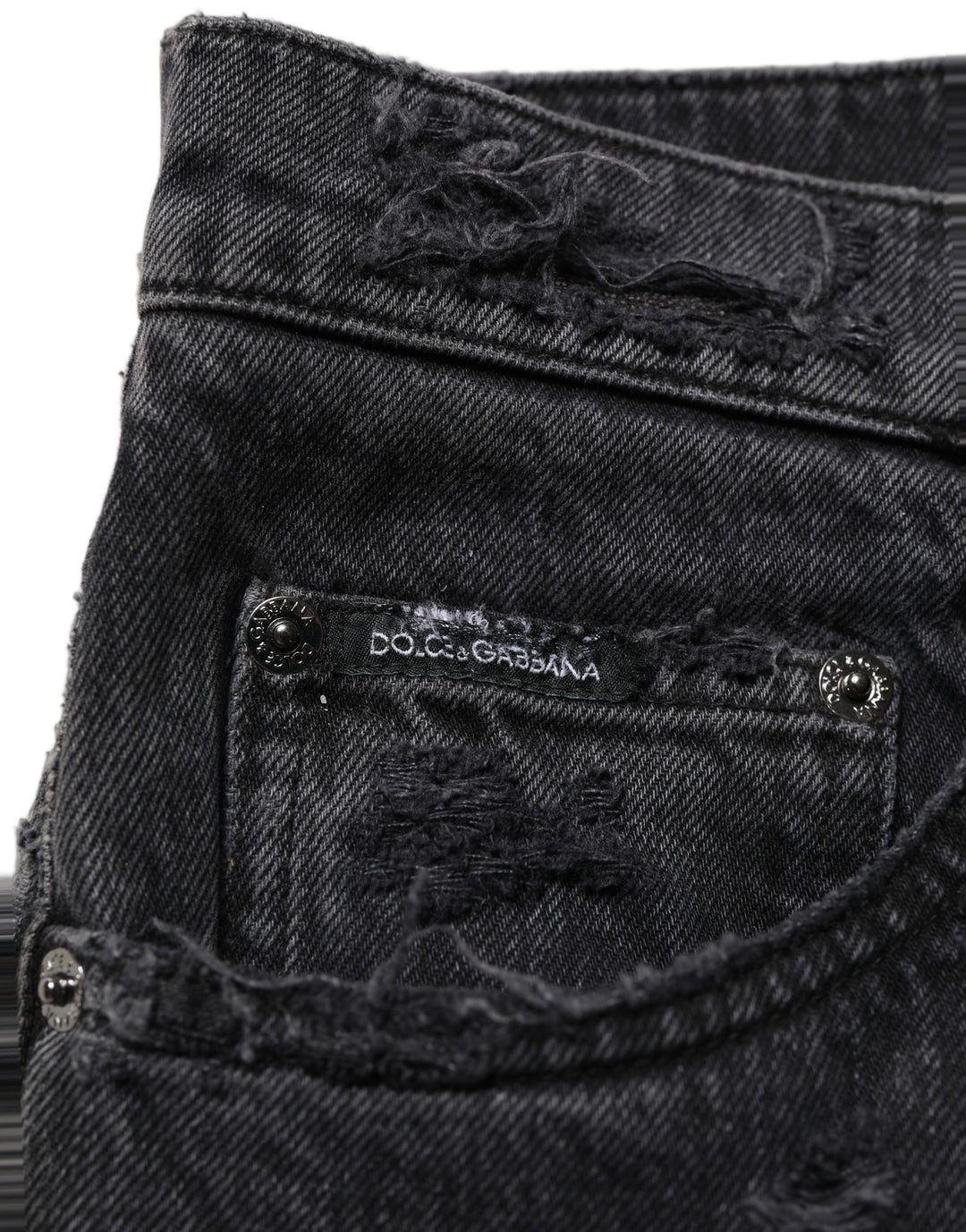 Dolce &amp; Gabbana Dark Gray Cotton Ripped Men Denim Jeans